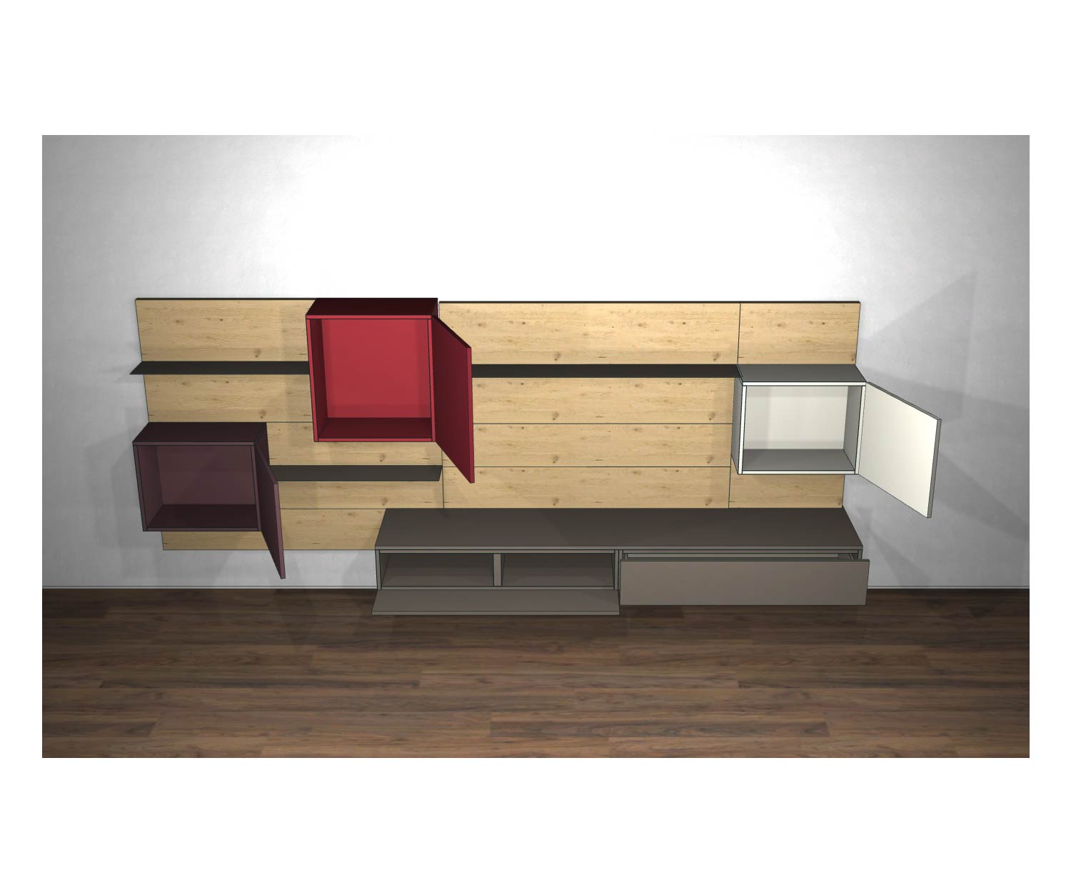 Livitalia Design Wohnwand C37 mit offenen Türen und offenen Elementen Livitalia Design Wohnwand C37 mit offenen Türen und offenen Elementen
