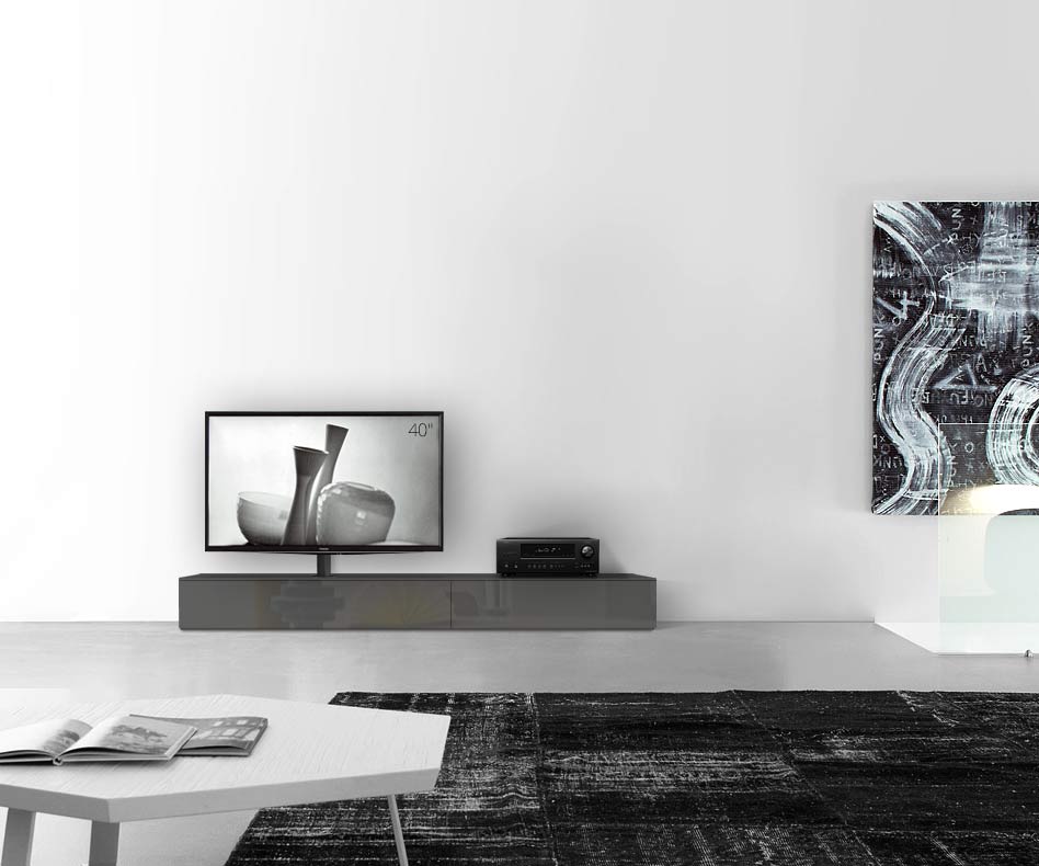 Design Lowboard Konfigurator mit TV Halterung Boden Breite 210 25,5 54,6 links glanz dunkelgrau Design Lowboard Konfigurator mit TV Halterung Boden Breite 210 25,5 54,6 links glanz dunkelgrau