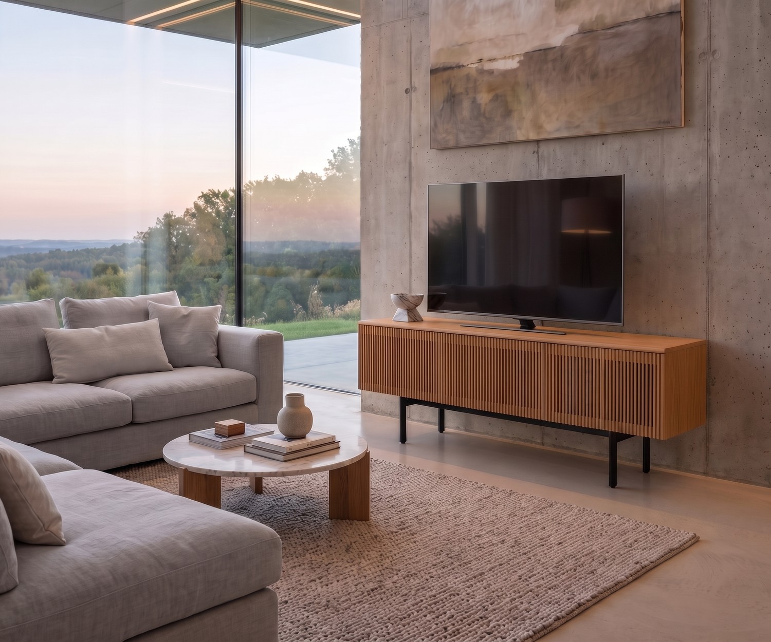 Punt Malmö TV Lowboard aus Holz mit Lamellenfront für das moderne Wohnzimmer.