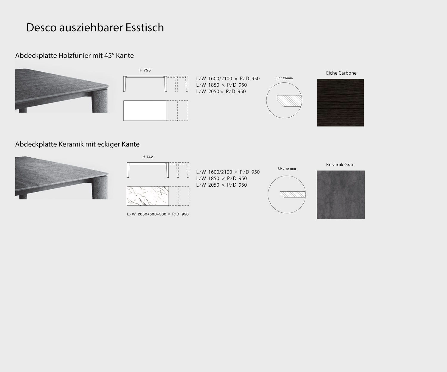 Livitalia Esstisch Desco zum Ausziehen Skizze Maße Größen Größenangaben Livitalia Esstisch Desco zum Ausziehen Skizze Maße Größen Größenangaben