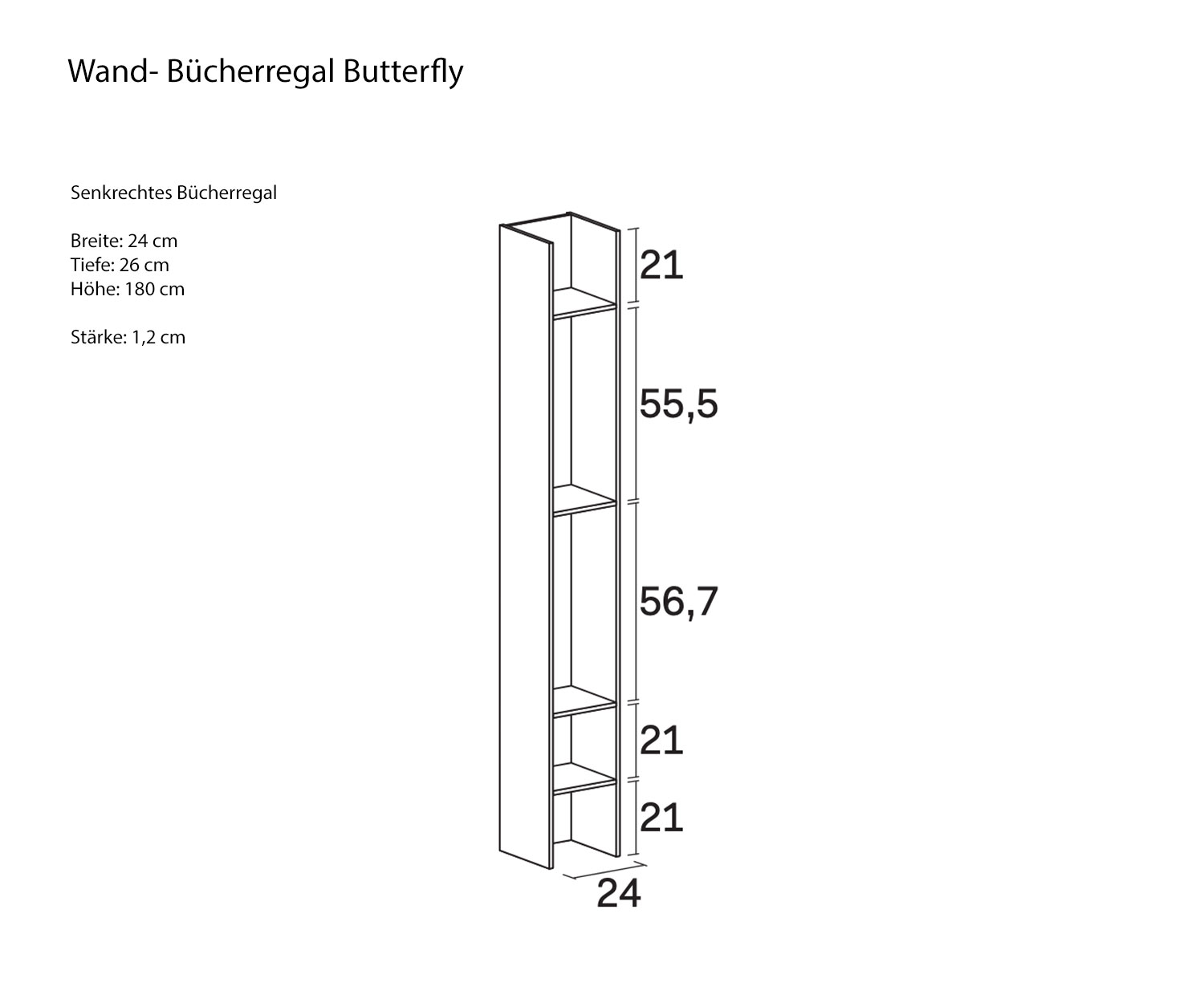 Novamobili Bücherregal Butterfly Größenangaben horizontal Novamobili Bücherregal Butterfly Größenangaben horizontal