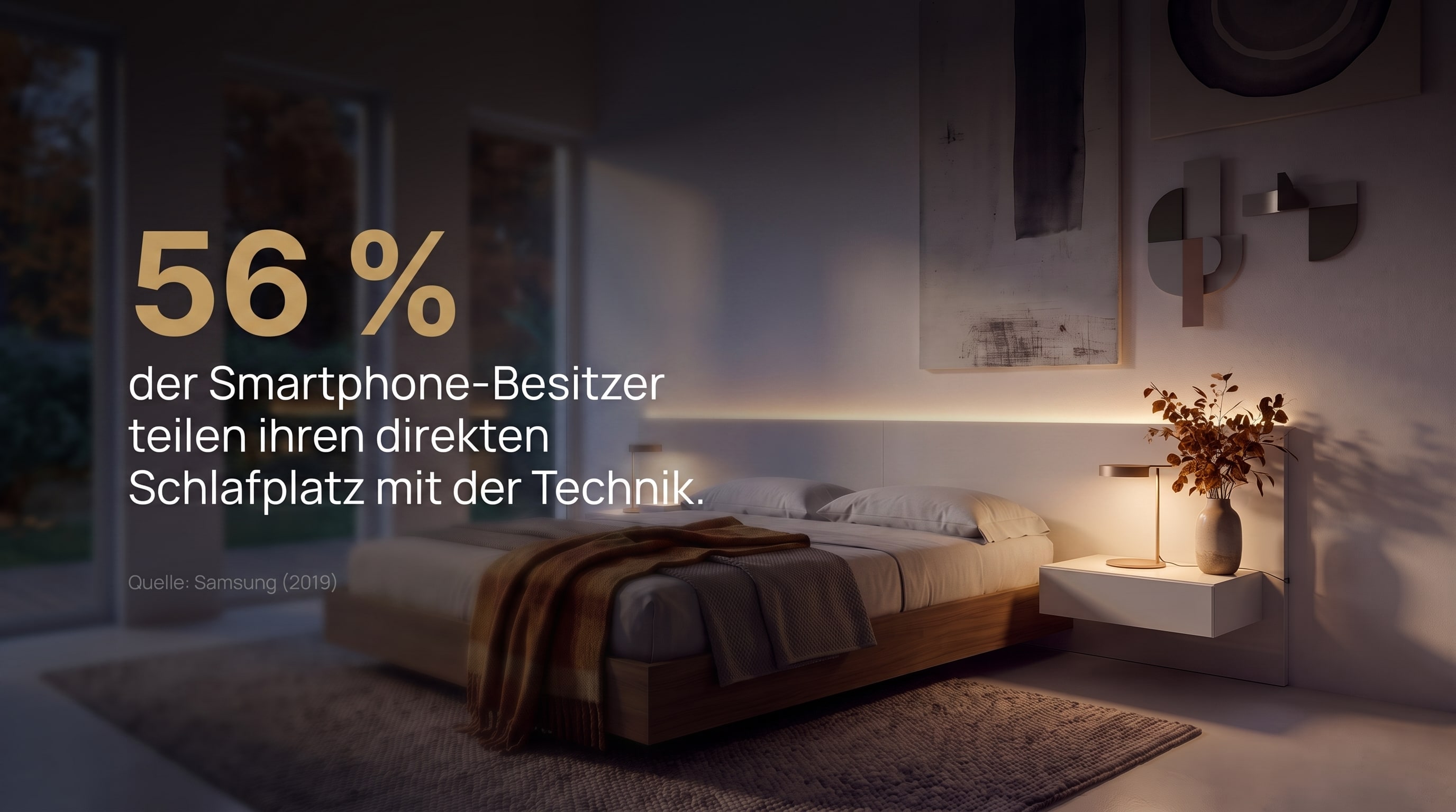 56 % – der Smartphone-Besitzer teilen ihren direkten Schlafplatz mit der Technik.