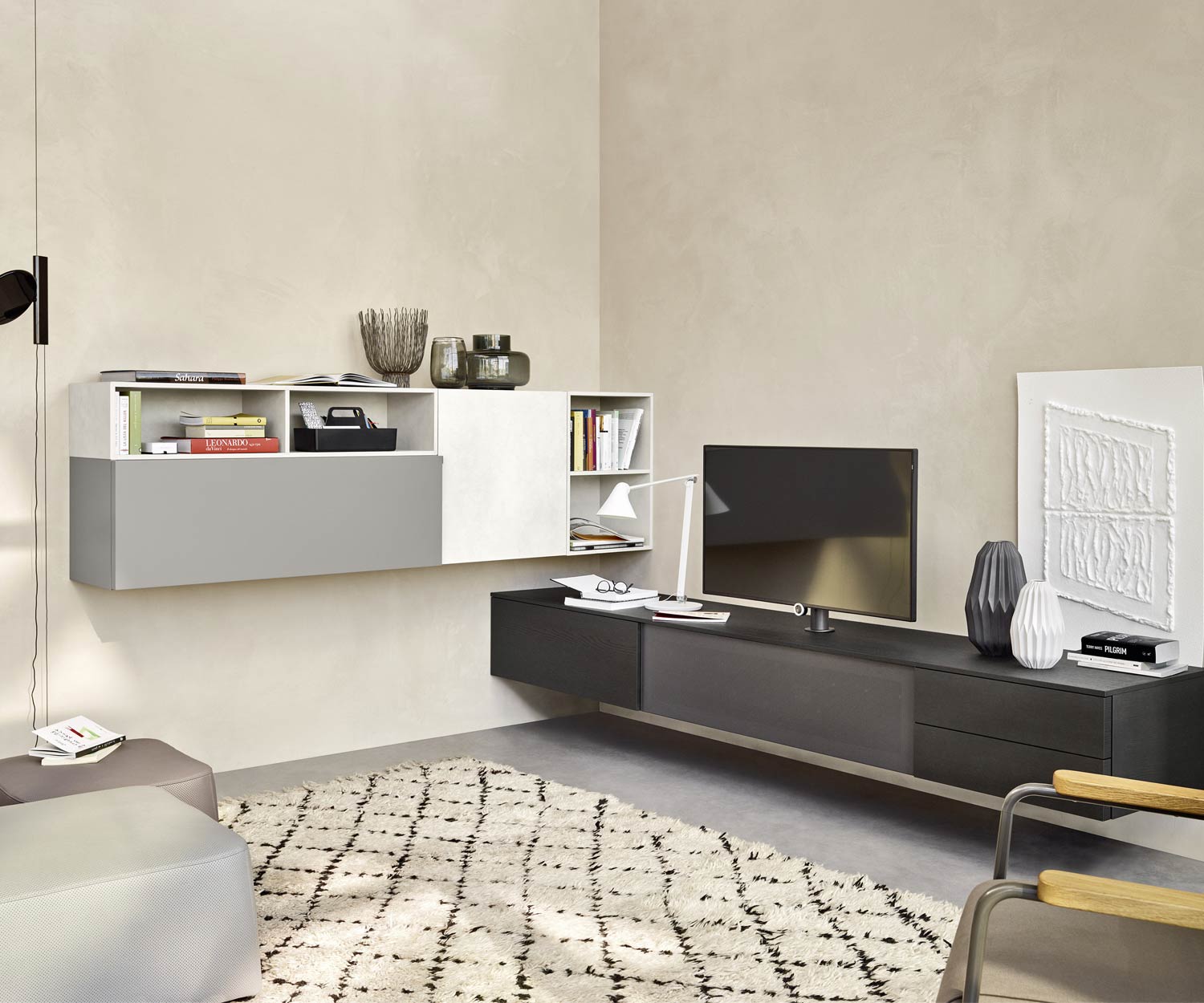 Livitalia Design Wohnwand C51 Eckwand in dunkel gebeizter Eiche furniert Livitalia Design Wohnwand C51 Eckwand in dunkel gebeizter Eiche furniert
