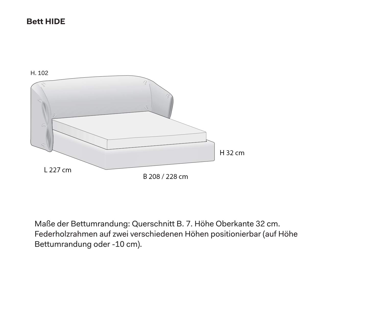 Polsterbett Hide Novamobili Skizze Maße Größen Polsterbett Hide Novamobili Skizze Maße Größen