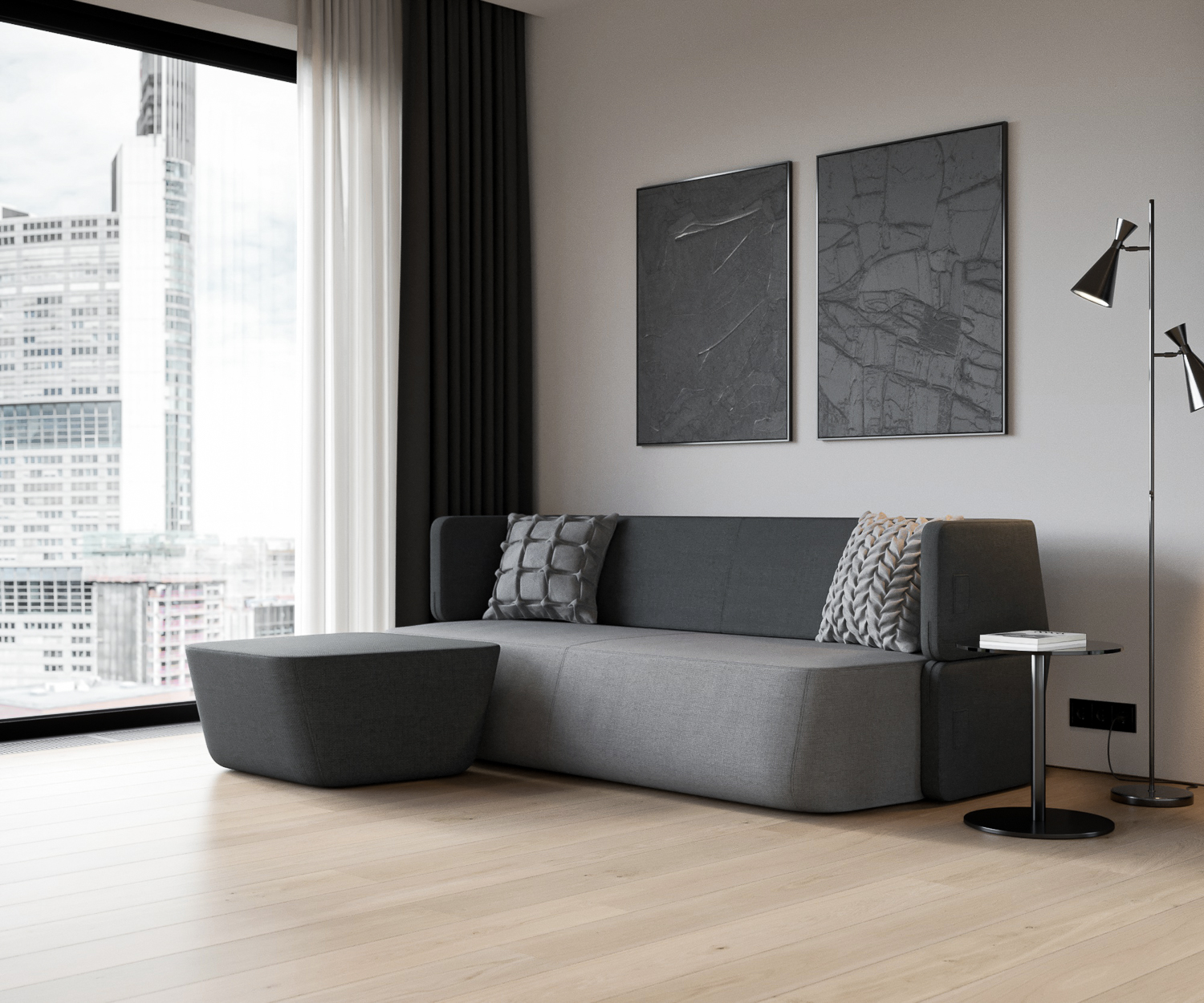 Revolve Emotionsbild Sofa seitlich mit Hocker Revolve Emotionsbild Sofa seitlich mit Hocker