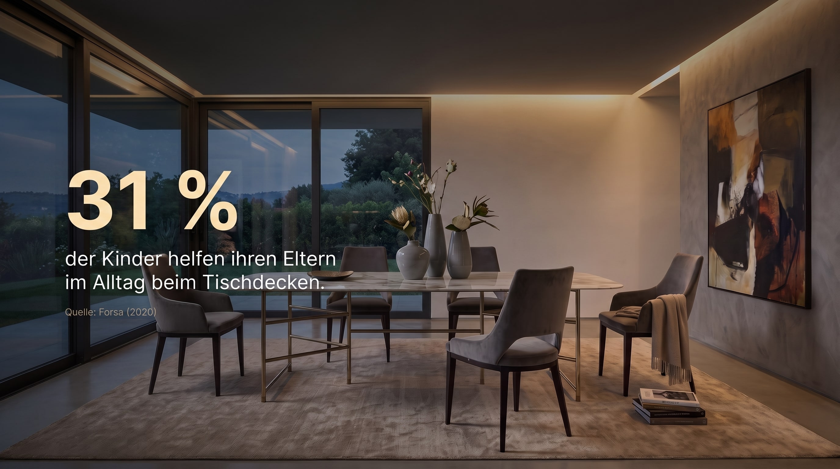 31 % – der Kinder helfen ihren Eltern im Alltag beim Tischdecken.