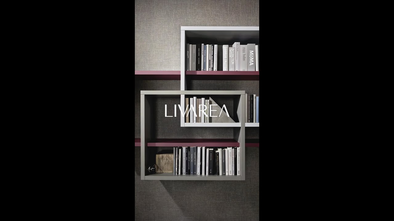 Exklusive Livitalia Design Wohnwand C59 mit Bücherregal hängend