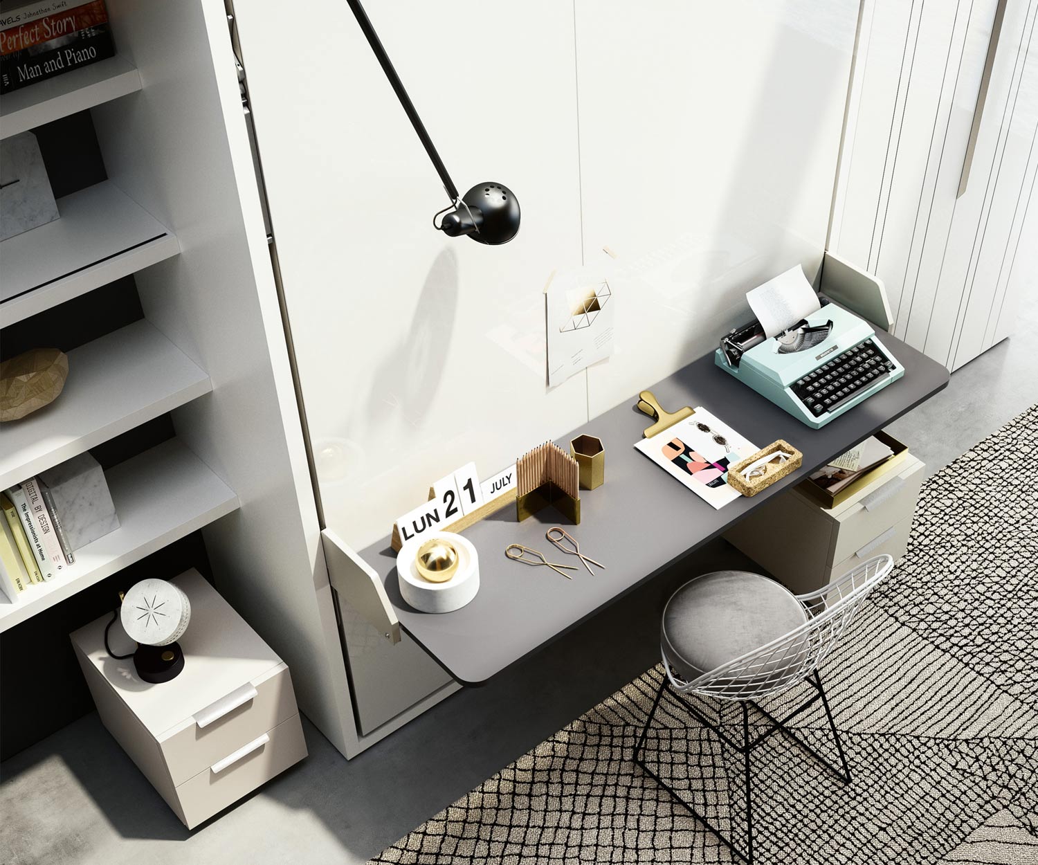 Modernes Design Schrankbett Penelope 2 mit Schreibtisch Modernes Design Schrankbett Penelope 2 mit Schreibtisch
