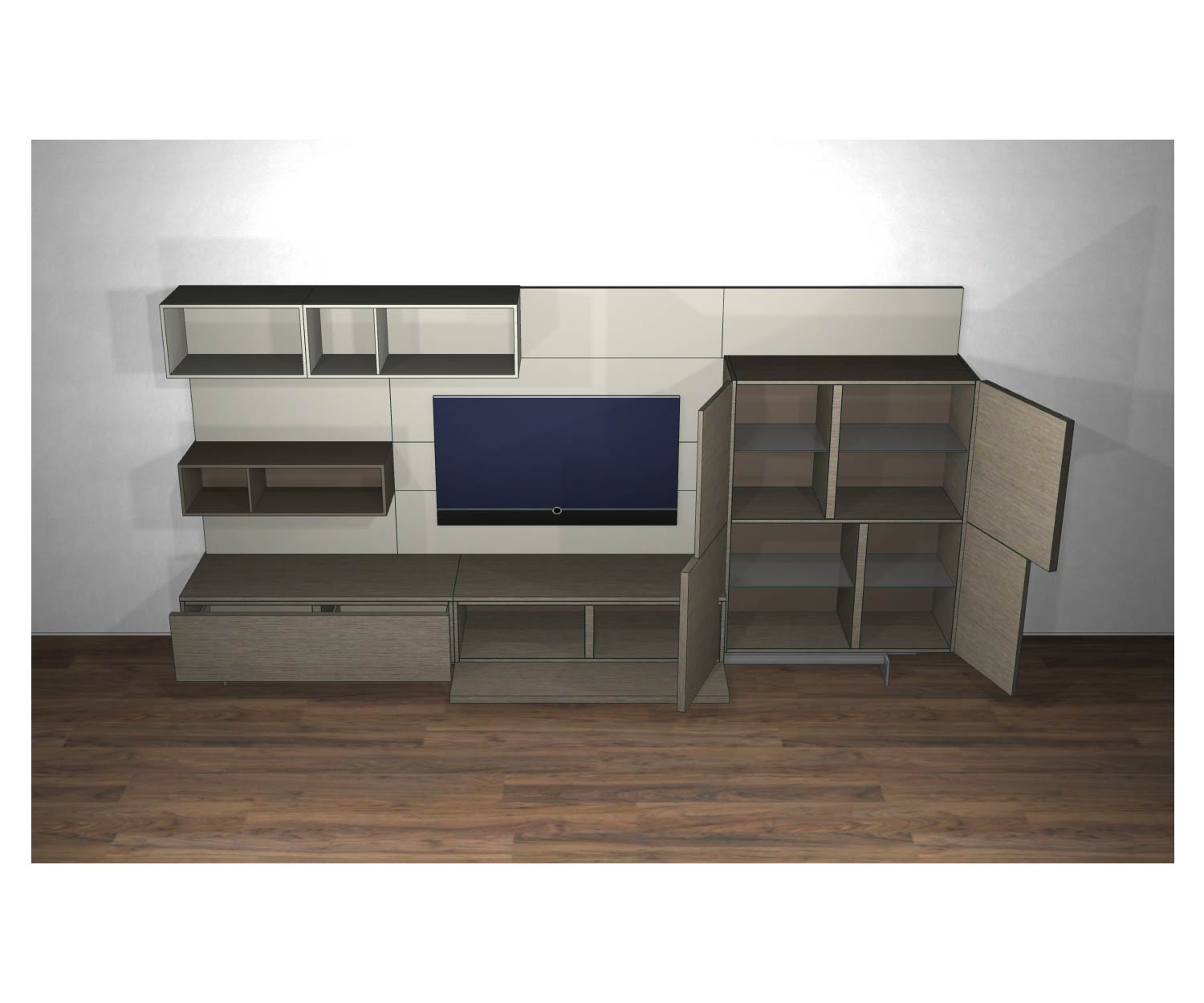 Livitalia Designer Wohnwand C34 mit offenen Türen und offenen Elementen Livitalia Designer Wohnwand C34 mit offenen Türen und offenen Elementen