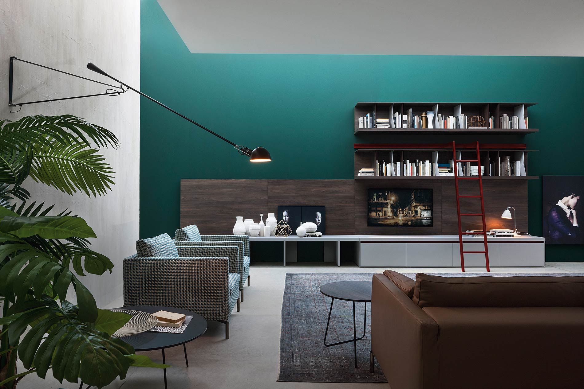 Design Wohnzimmer mit Bücherregal