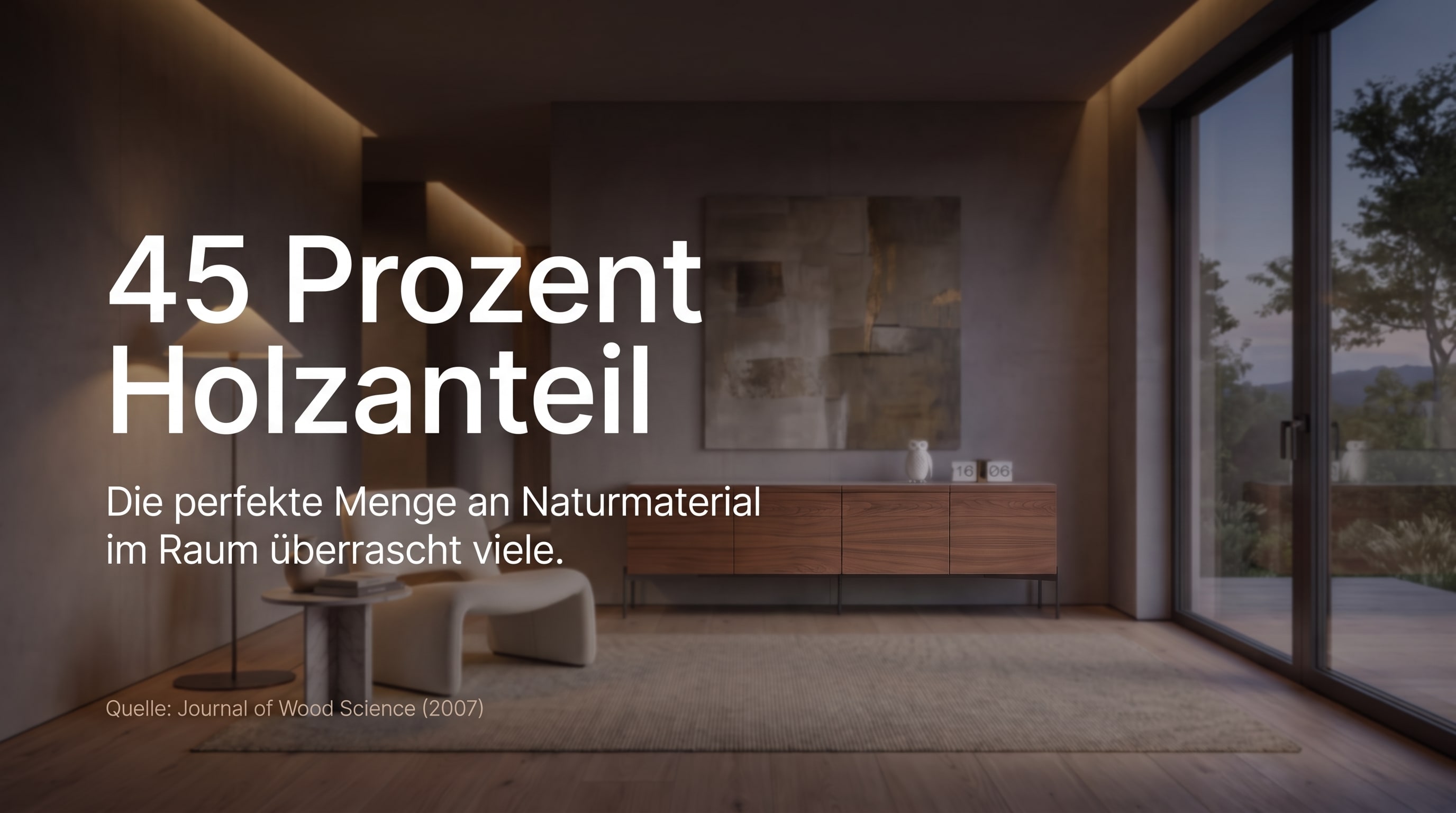 45 Prozent Holzanteil – Die perfekte Menge an Naturmaterial im Raum überrascht viele.