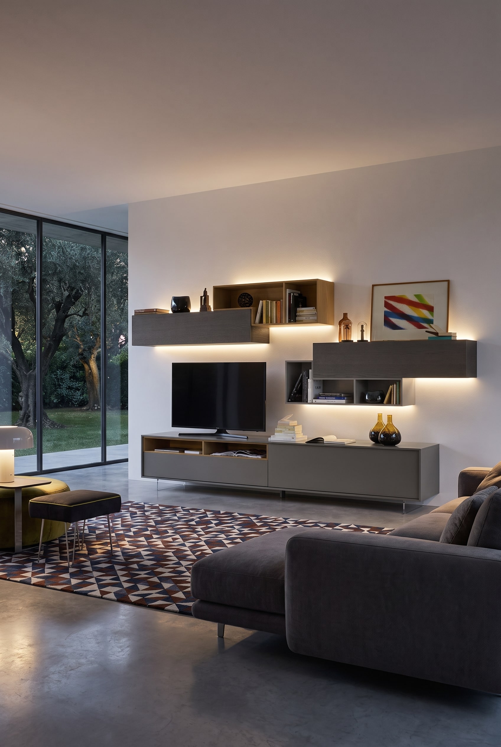 Wohnzimmer asymmetrische Wohnwand modern Wohnzimmer asymmetrische Wohnwand modern