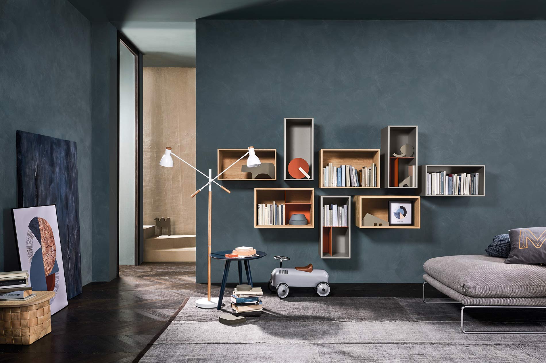 Wandboxen Bücherregal