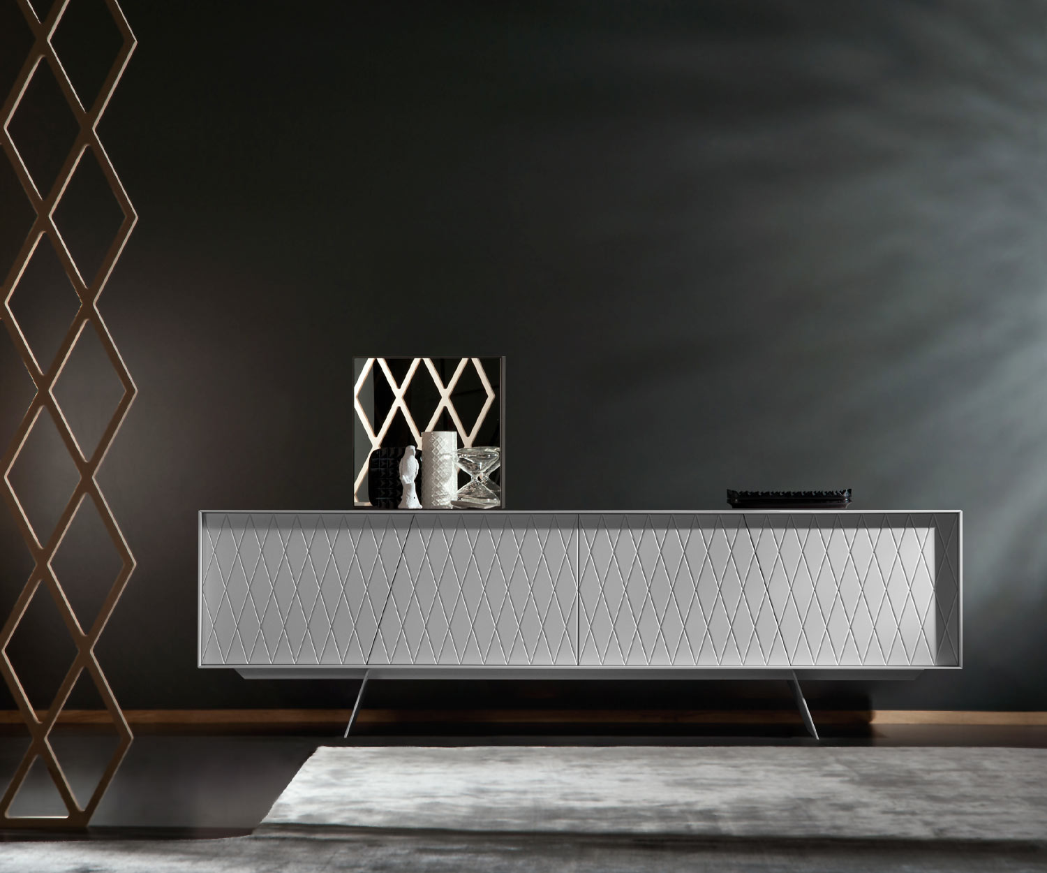 al2 e klipse 003 Design Sideboard in Weiß Matt mit Rautenmuster al2 e klipse 003 Design Sideboard in Weiß Matt mit Rautenmuster