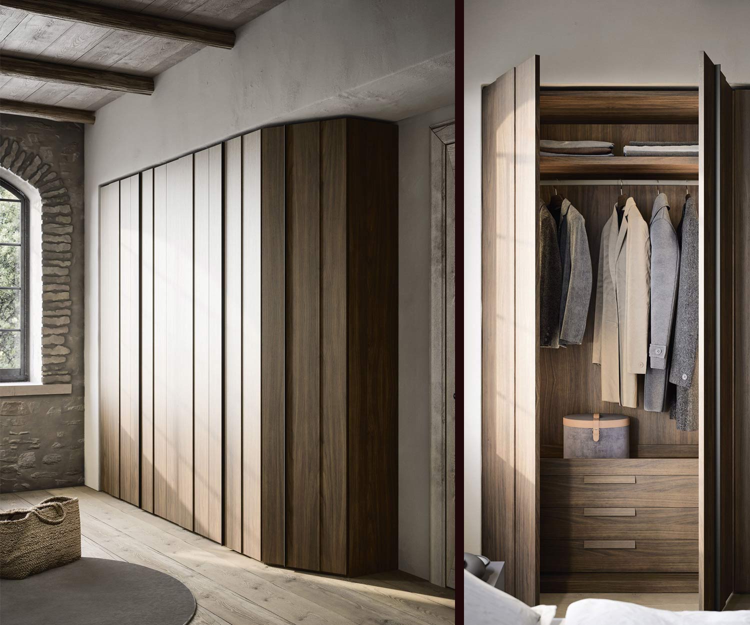 Holzkleiderschrank YNCA Novamobili mit Eckmodul Holzkleiderschrank YNCA Novamobili mit Eckmodul