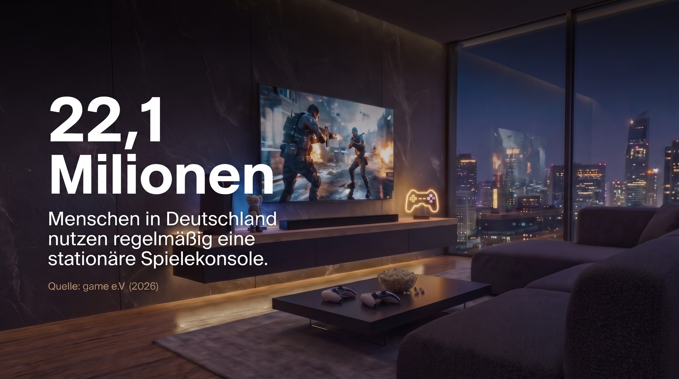 22,1 Millionen &ndash; Menschen in Deutschland nutzen regelm&auml;&szlig;ig eine station&auml;re Spielekonsole.