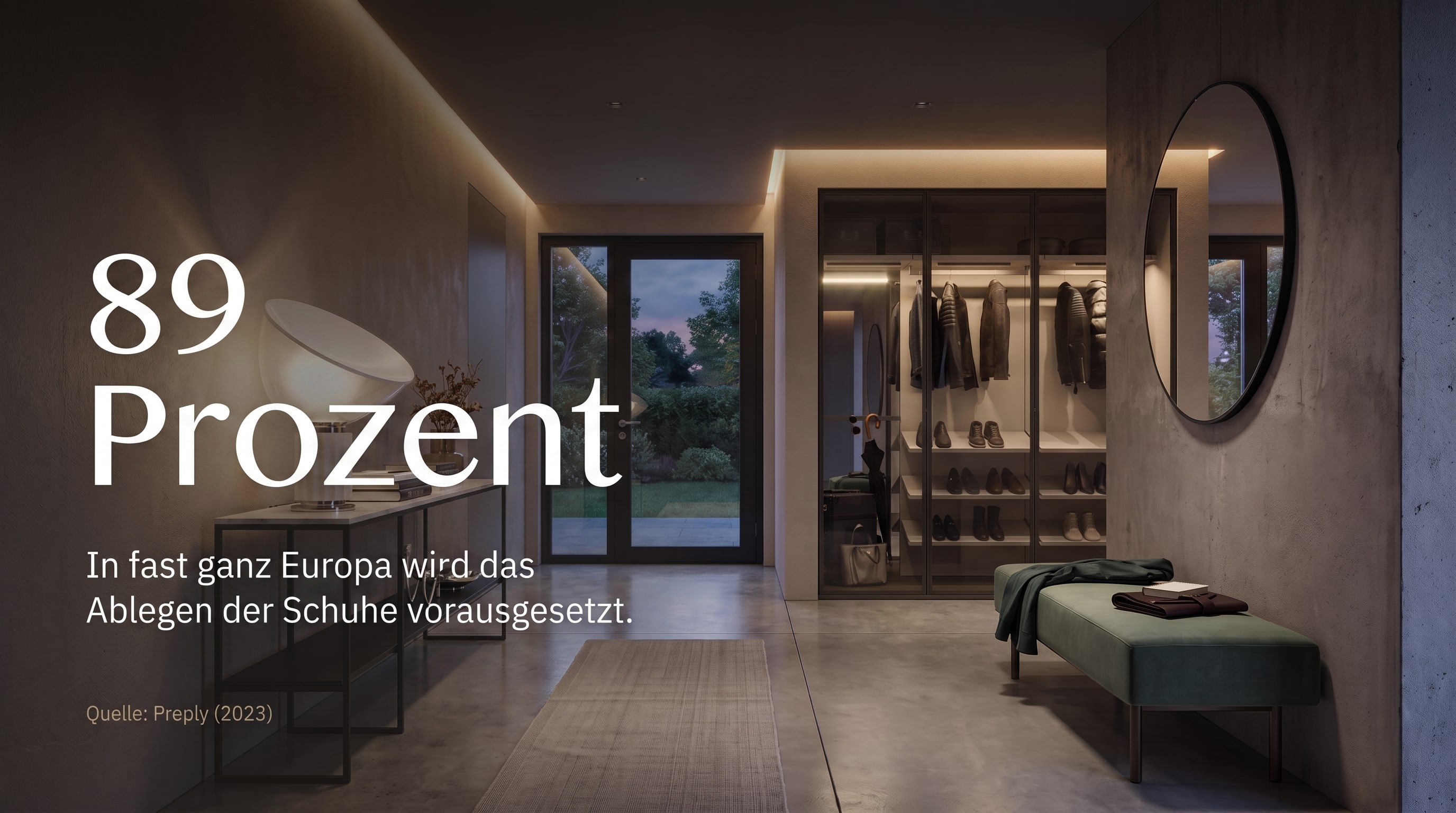 89 Prozent &ndash; In fast ganz Europa wird das Ablegen der Schuhe vorausgesetzt.