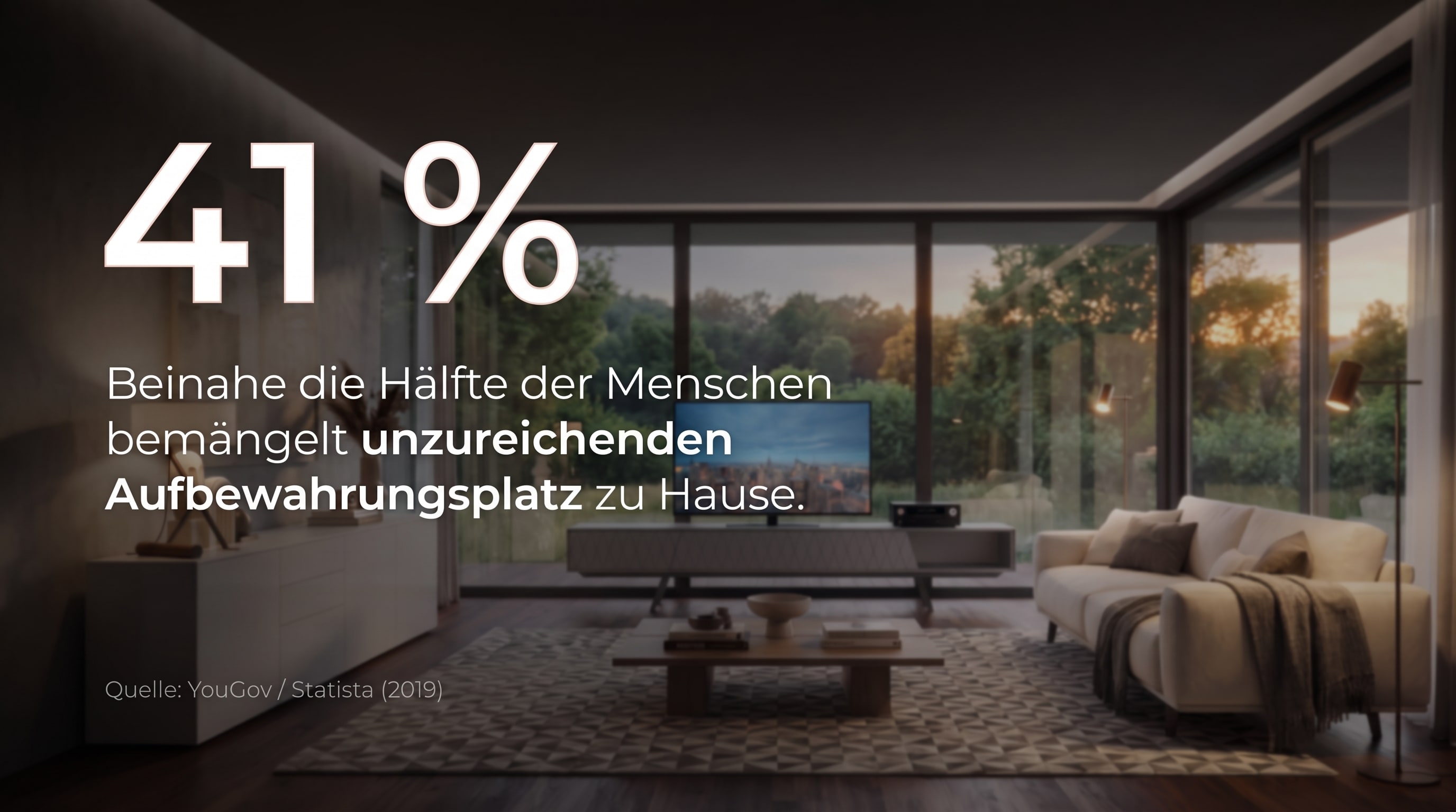 41 % &ndash; Beinahe die H&auml;lfte der Menschen bem&auml;ngelt unzureichenden Aufbewahrungsplatz zu Hause.