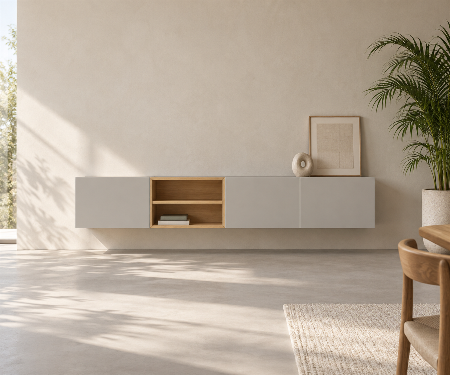 Livitalia Box 18 Wand Sideboard 240 cm – Matt Hellgrau + Eiche Hell Livitalia Box 18 Wand Sideboard 240 cm – Matt Hellgrau + Eiche Hell