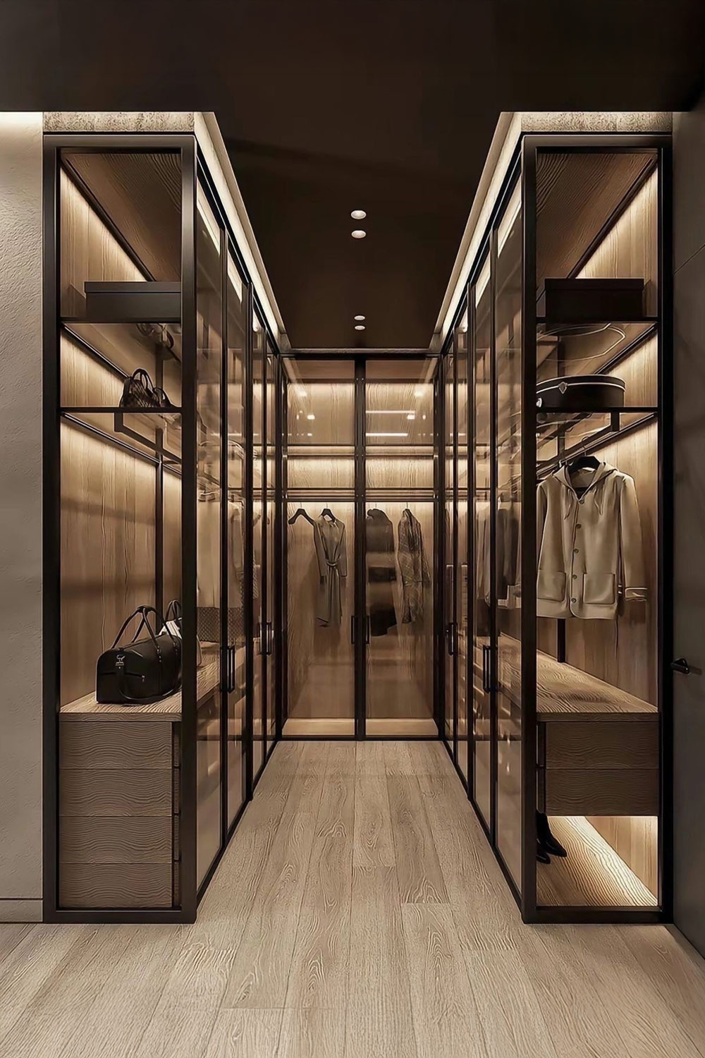 u-foermiger-kleiderschrank-mit-glastueren-in-einer-nische