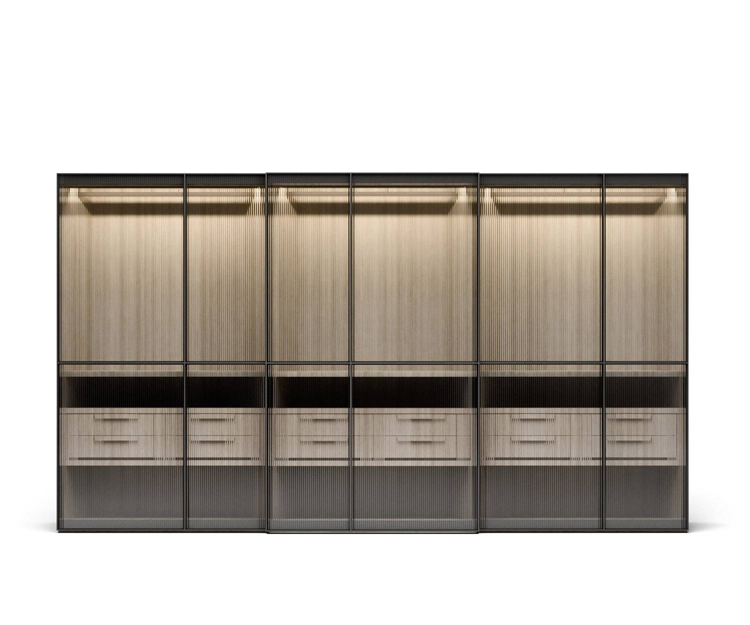 Novamobili Design Kleiderschrank Layer mit drei Glasschiebetüren Novamobili Design Kleiderschrank Layer mit drei Glasschiebetüren
