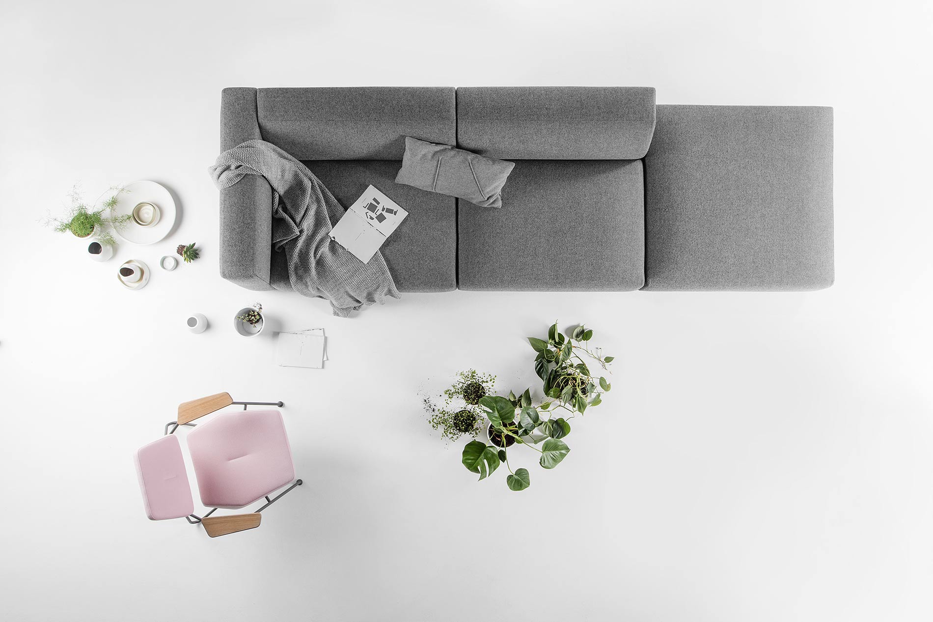 Graues gemütliches Wohnzimmer Sofa