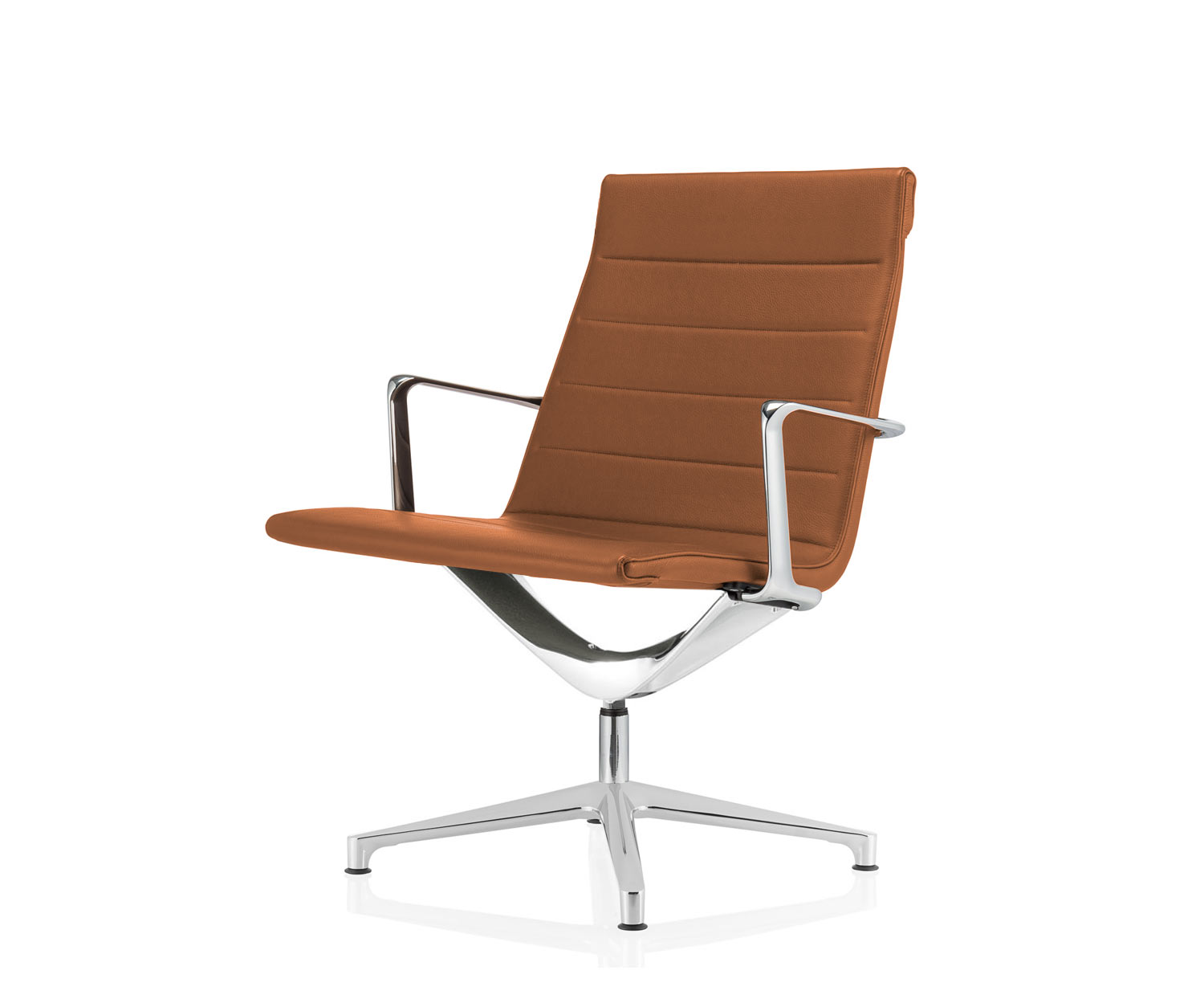 Moderner ICF Valea Lounge Drehstuhl Aluminium Leder Tobacco Moderner ICF Valea Lounge Drehstuhl Aluminium Leder Tobacco