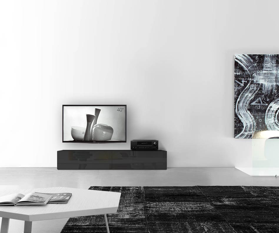 /Design Lowboard Boden B180 H35 glanz schwarz /Design Lowboard Boden B180 H35 glanz schwarz