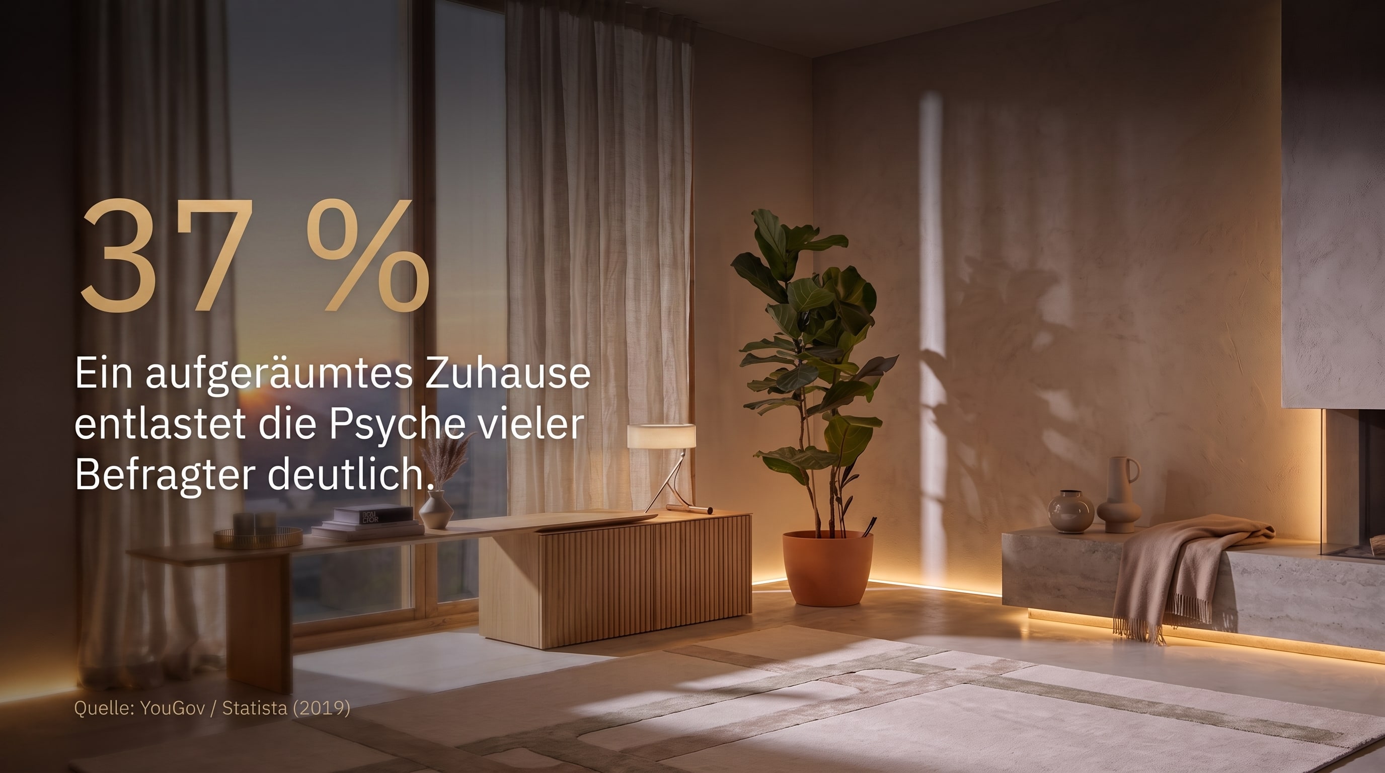 37 % – Ein aufgeräumtes Zuhause entlastet die Psyche vieler Befragter deutlich.