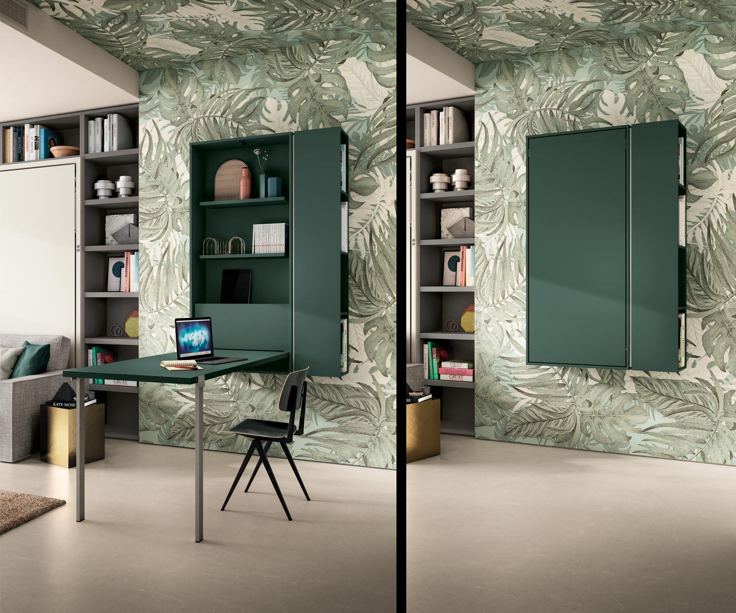 Wohnwand Moebel mit Gaestebett im Wohnzimmer und 3 sitzer Sofa Wohnwand Moebel mit Gaestebett im Wohnzimmer und 3 sitzer Sofa