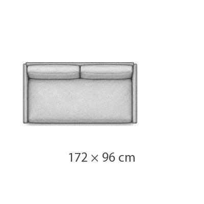172 × 96 cm · Liegebreite 145 cm