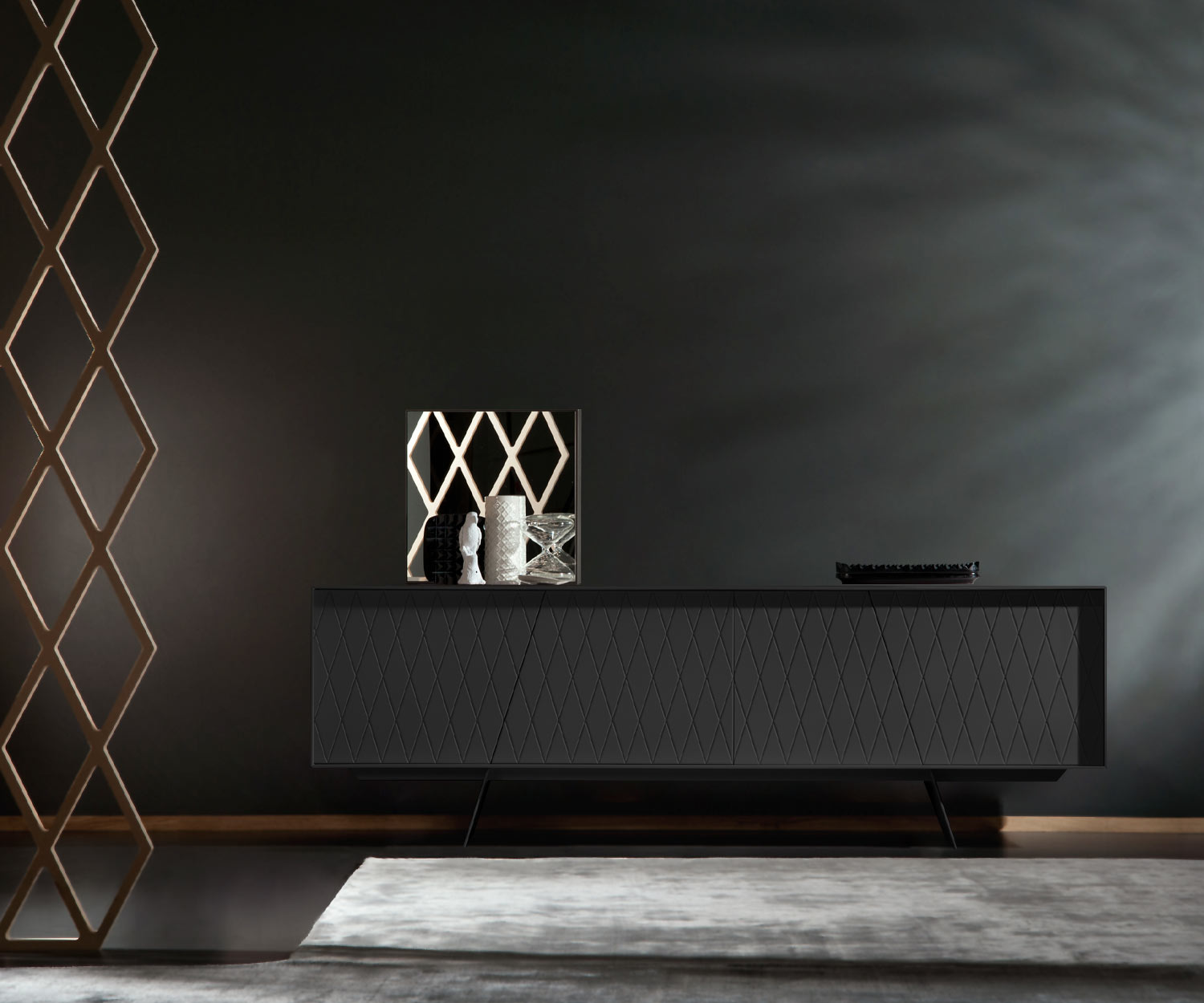 Hochwertiges al2 e klipse 003 Design Sideboard Schwarz Matt Breite 220 cm Hochwertiges al2 e klipse 003 Design Sideboard Schwarz Matt Breite 220 cm