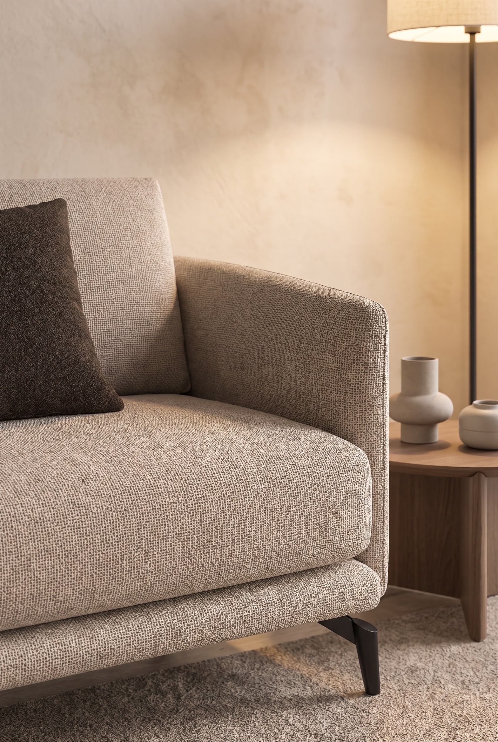 Detailansicht der hochwertigen Polsterung und Kissen des Livitalia Sofa Lisbora