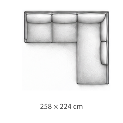 Ecksofa rechts · 258 × 224 cm