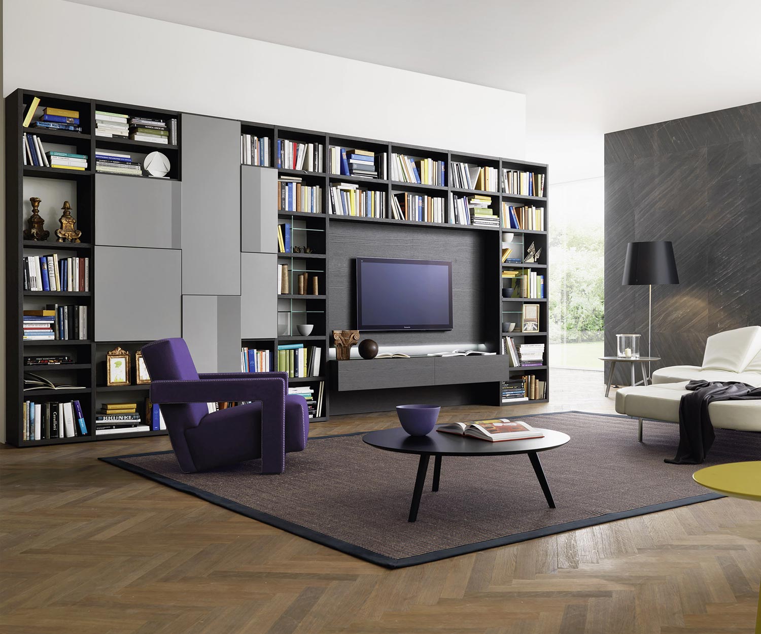 Exklusives Design Wohnzimmerregal Bücherregal C54 in Holzoptik Exklusives Design Wohnzimmerregal Bücherregal C54 in Holzoptik