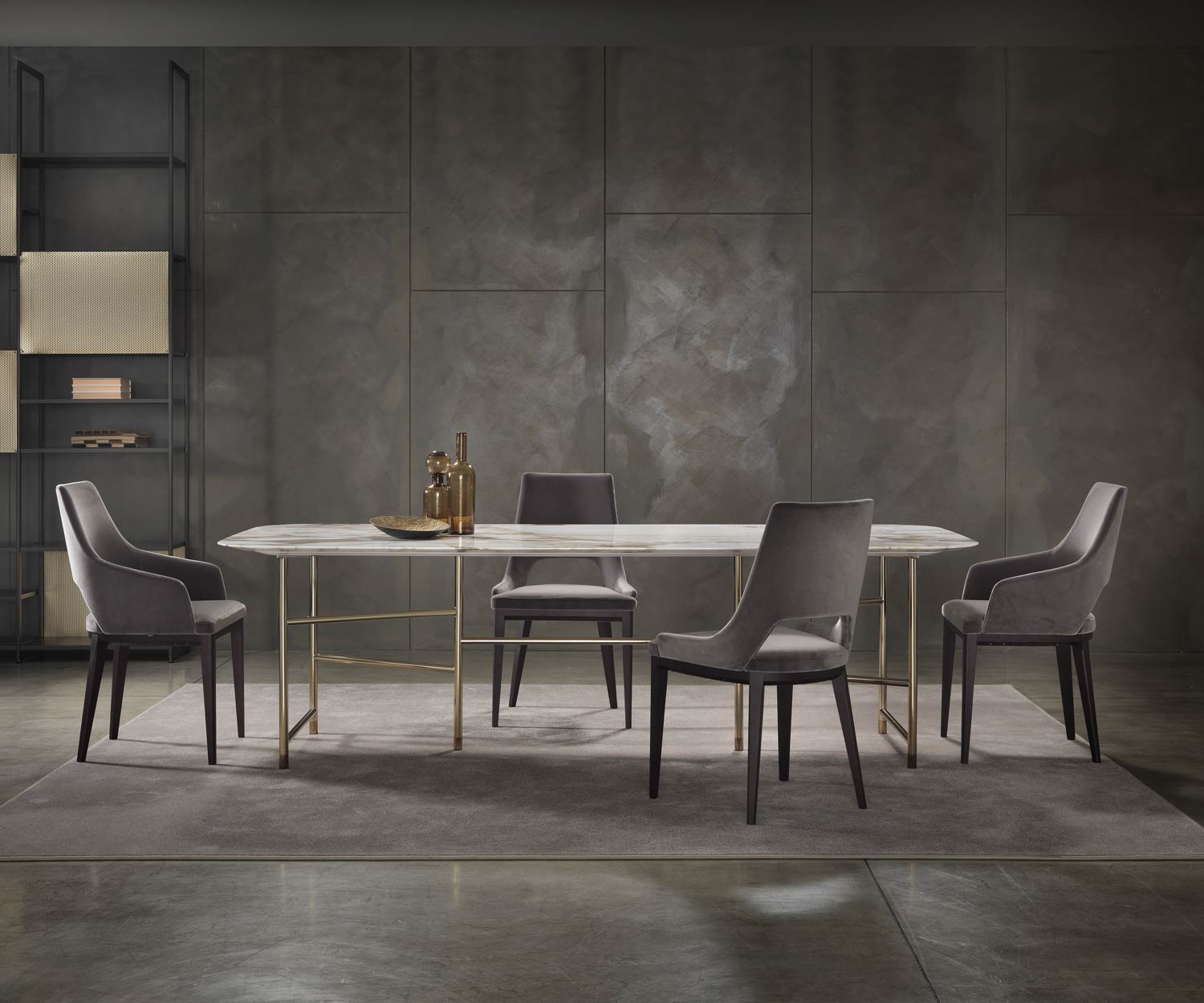 Marelli Kyoto Marmor Design Esstisch mit rechteckiger Tischplatte Stimmungsbild Marelli Kyoto Marmor Design Esstisch mit rechteckiger Tischplatte Stimmungsbild