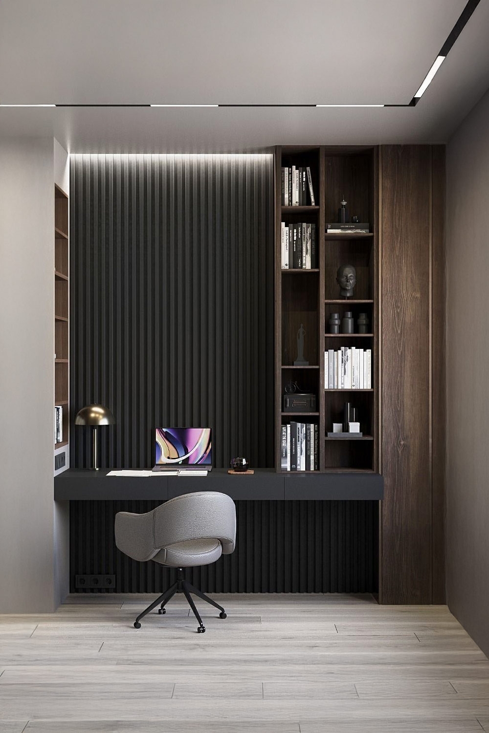 platzsparender-wand-arbeitsplatz-mit-starker-tischplatte-und-hohen-buecherregalen