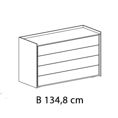 B 134,8 cm (4 Schubladen)