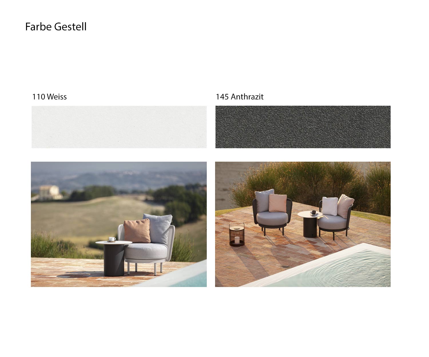 Todus Baza Round Design Lounger Gestellfarben Anthrazit Weiß Todus Baza Round Design Lounger Gestellfarben Anthrazit Weiß