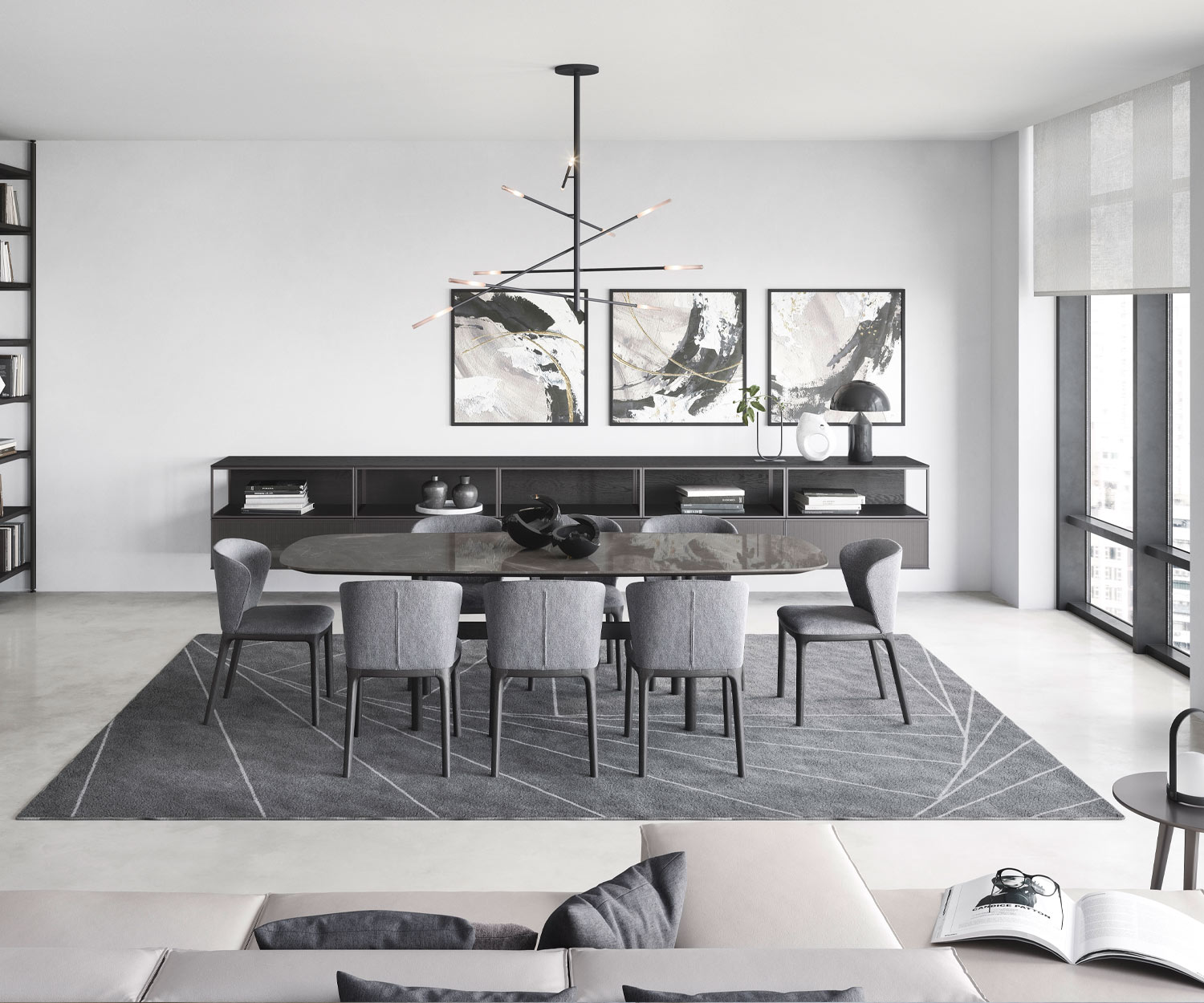 Grauer Novamobili Massivholz Stuhl Navy im Esszimmer Grauer Novamobili Massivholz Stuhl Navy im Esszimmer