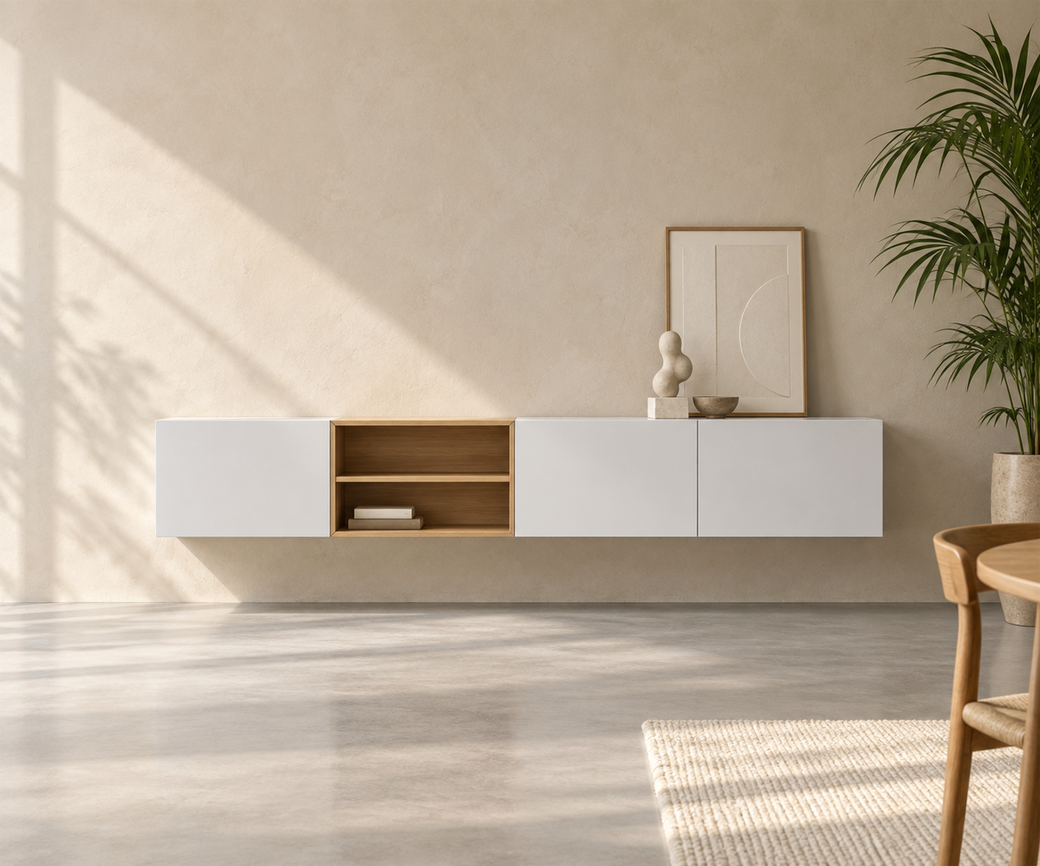 Livitalia Box 18 Wand Sideboard 240 cm – Matt Weiß + Eiche Hell Livitalia Box 18 Wand Sideboard 240 cm – Matt Weiß + Eiche Hell